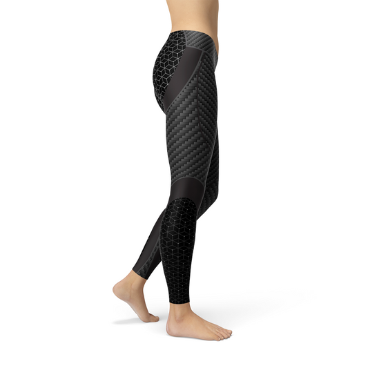 Carbon Fiber Inspired Performance Leggings for Women