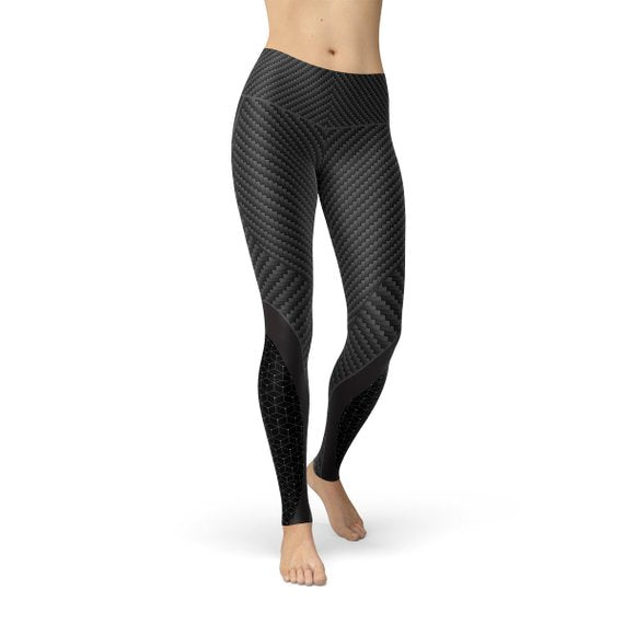 Carbon Fiber Inspired Performance Leggings for Women