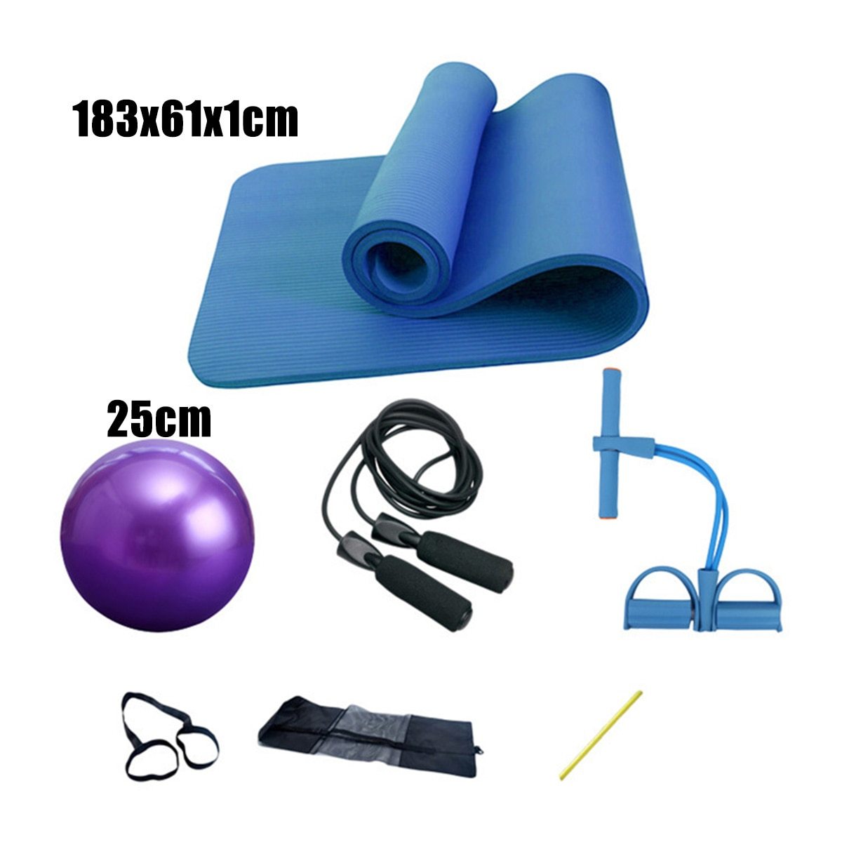 Deluxe Five Piece Home Yoga and Fitness Kit